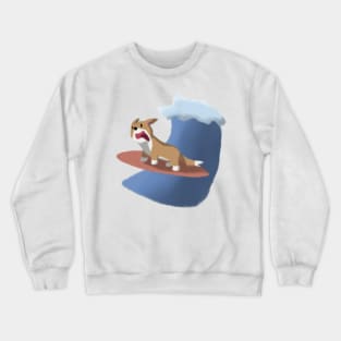 corgi dog on a surfboard Crewneck Sweatshirt